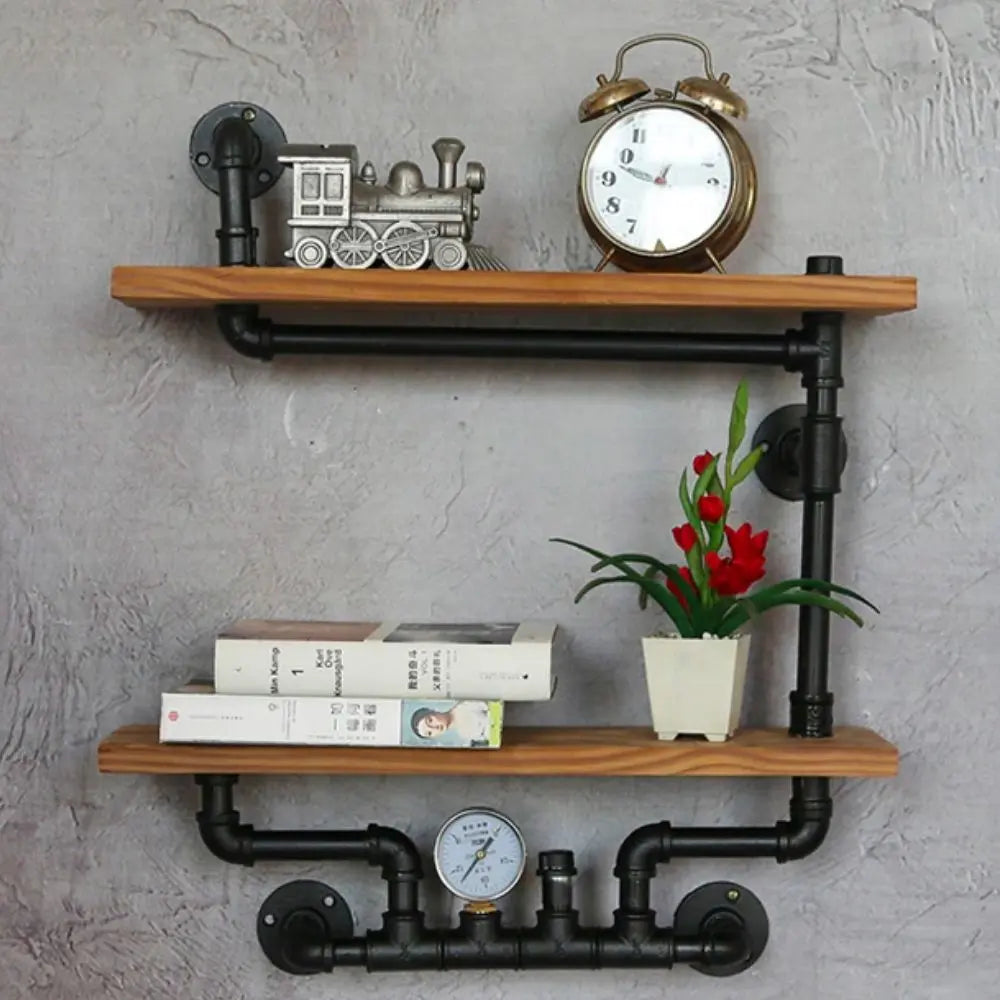 Étagère Murale Industrielle Bois Acier Déco Indus