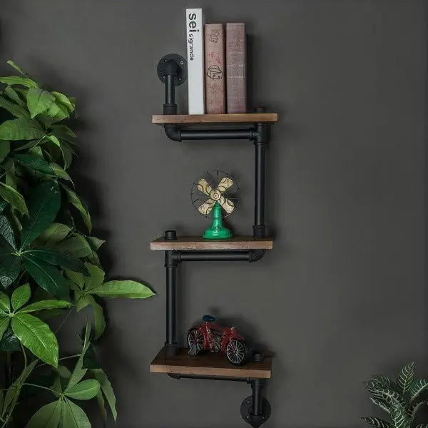 Étagère Murale Industrielle En Bois Et En Acier Déco Indus