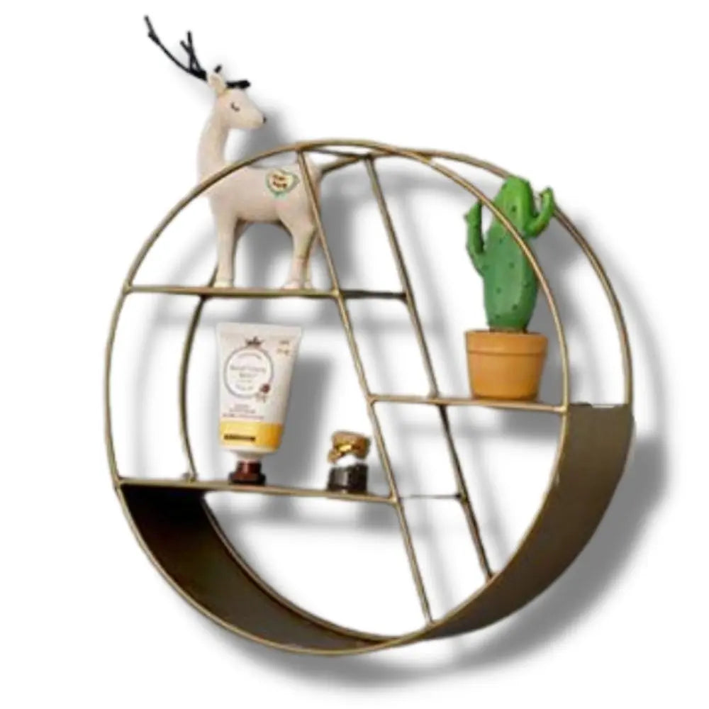 Étagère Murale Industrielle Ronde Dorée Déco Indus