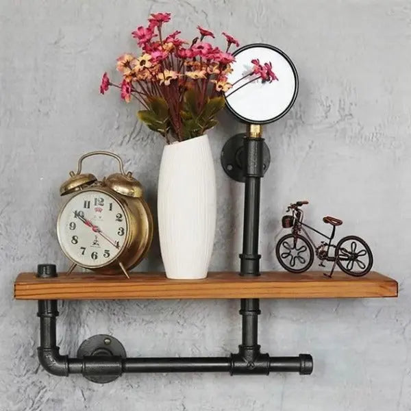 Étagère Murale Noire En Bois Industriel Déco Indus