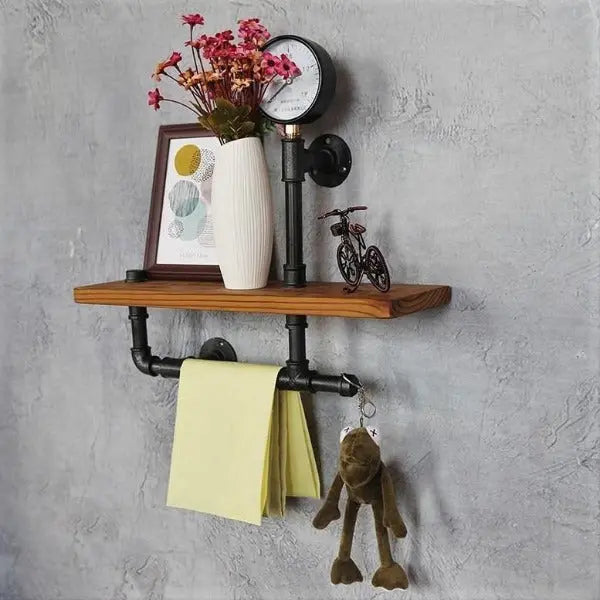 Étagère Murale Noire En Bois Industriel Déco Indus