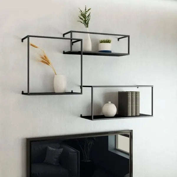 Étagère Murale Industrielle Noire Déco Indus