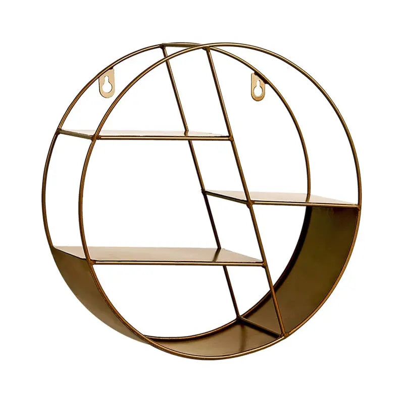 Étagère Murale Industrielle Ronde Dorée Déco Indus