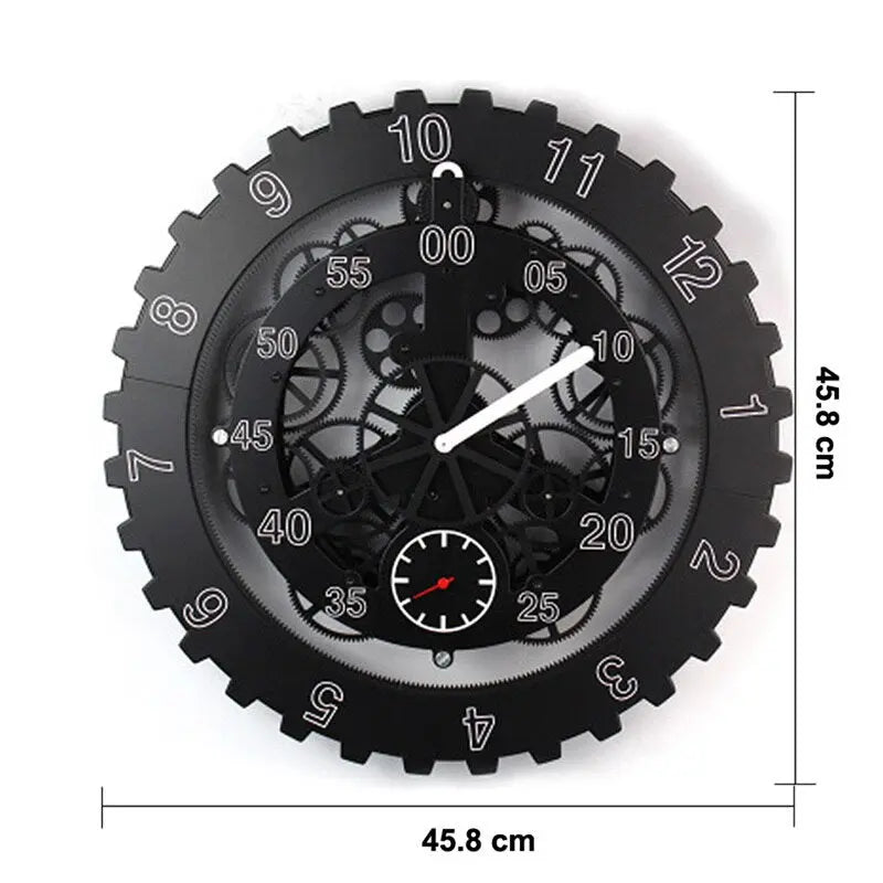 Horloge Industrielle Mécanique Argent Déco Indus