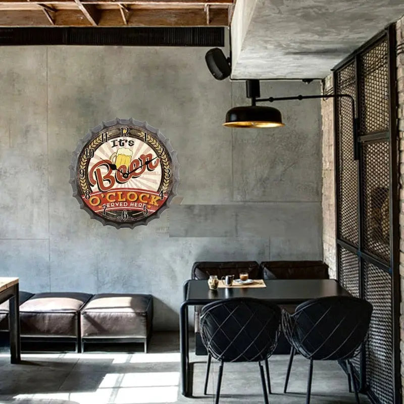 Horloge Industrielle Bière Déco Indus