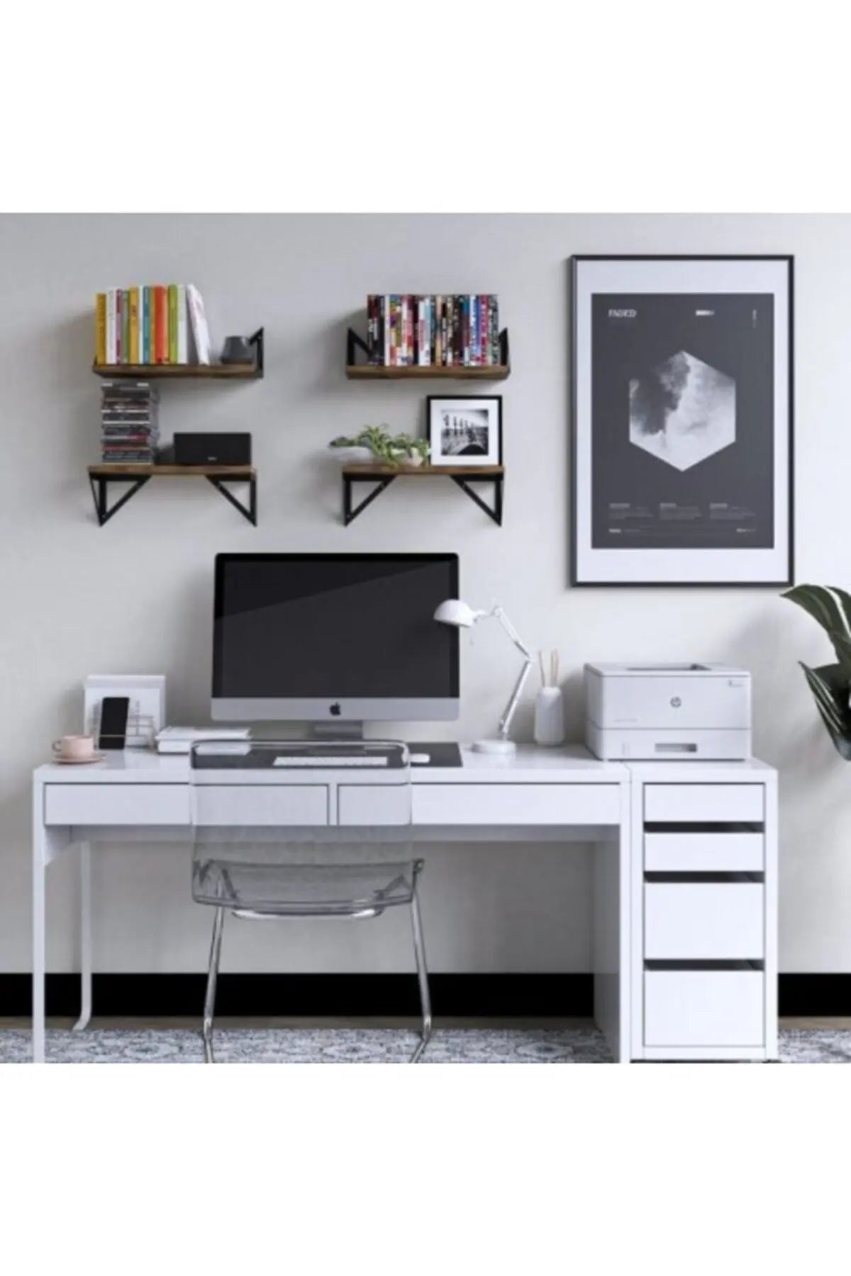 Étagères Murales Bois Massif & Acier (lot de 3) Déco Indus