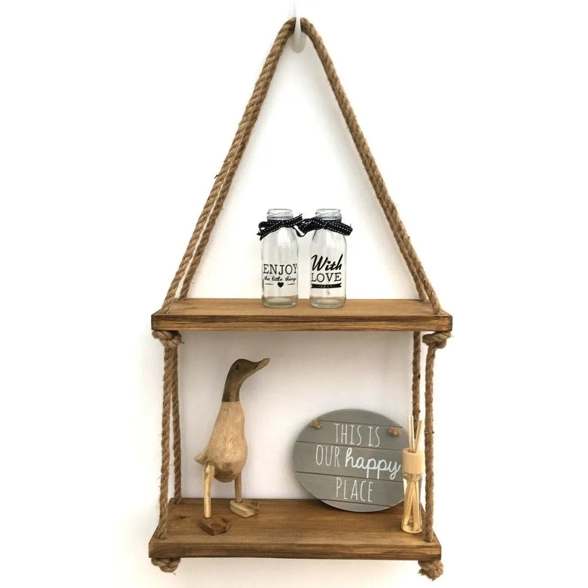 Étagère Murale Bois et Cordes Déco Indus