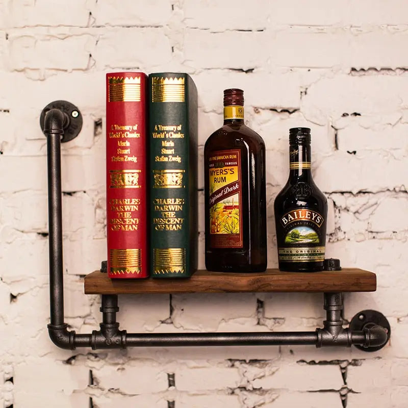 Étagère Murale Bois & Tuyau Déco Indus