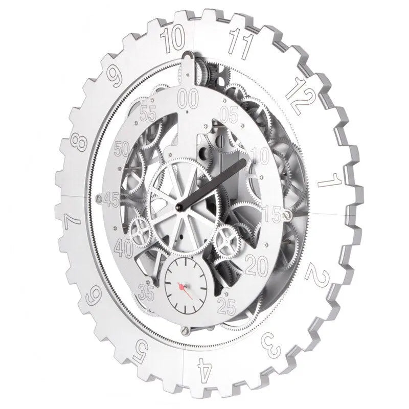 Horloge Industrielle Mécanique Argent Déco Indus