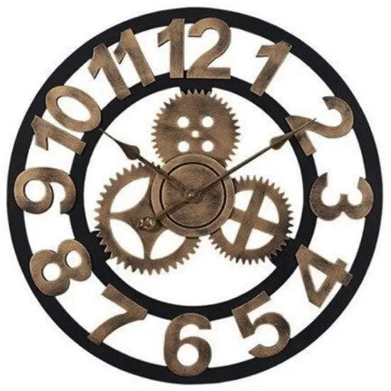Horloge murale industrielle en bois