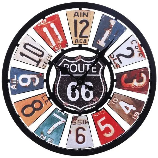 Horloge Industrielle Route 66 Déco Indus
