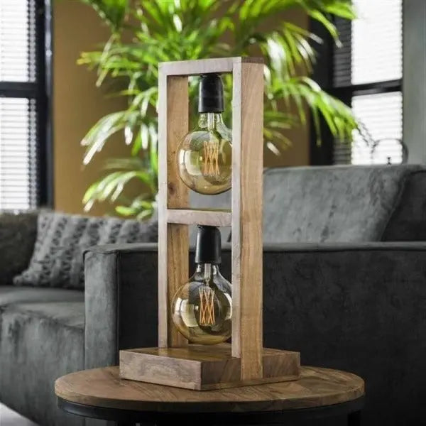 Lampe à Poser Industrielle En Bois Déco Indus