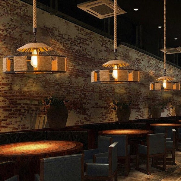 Lustre Industriel Corde Déco Indus