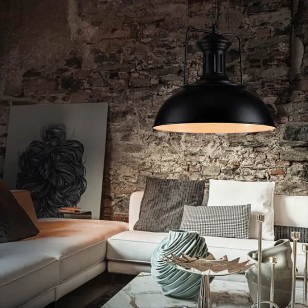 Lustre Industriel Métal Noir Déco Indus