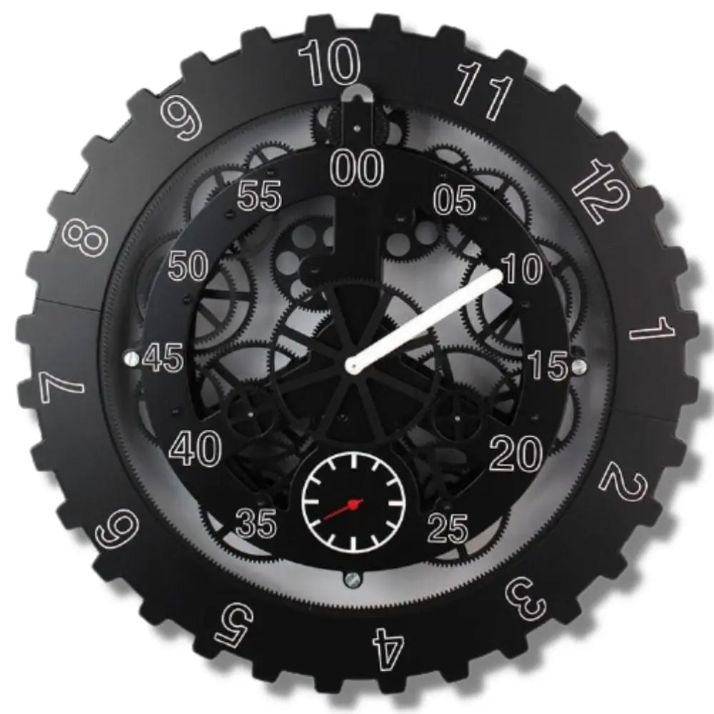 Horloge Industrielle Mécanique Noire Déco Indus