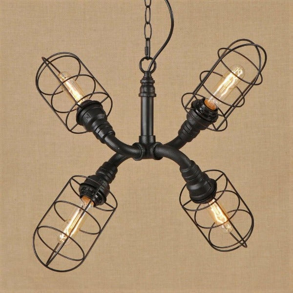 Suspension Industrielle 4 Lampes
