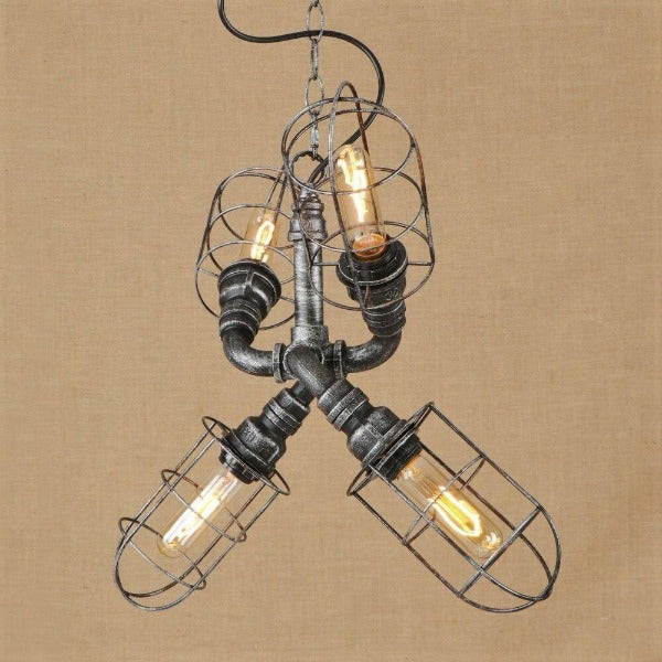 Suspension Industrielle 4 Lampes Déco Indus