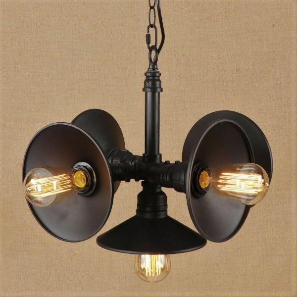 Suspension Industrielle 5 Lampes Noires