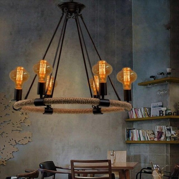 Suspension Industrielle 6 Ampoules Déco Indus