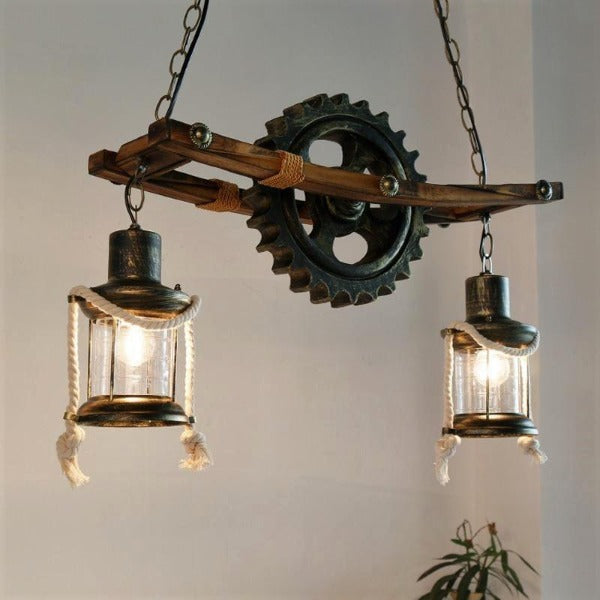 Suspension Industrielle Roue Crantée Déco Indus