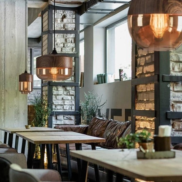 Suspension Industrielle Bois Et Verre Déco Indus