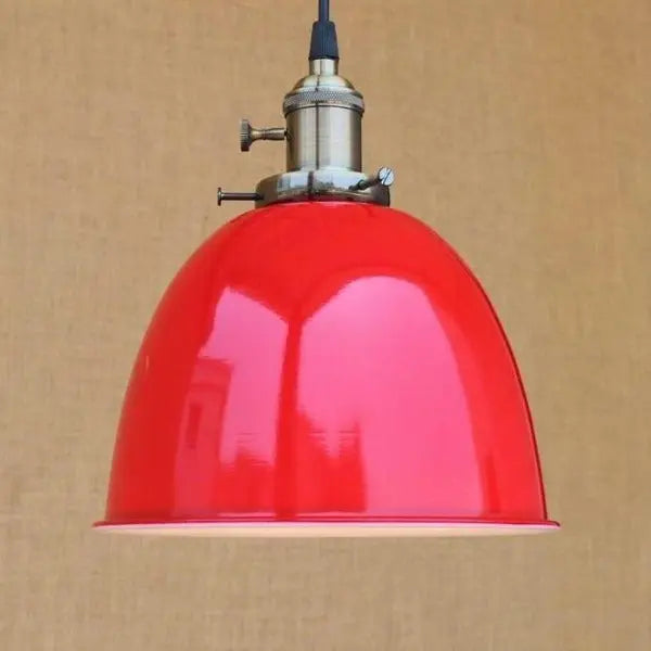 Suspension Industrielle Émaillée Vintage Rouge