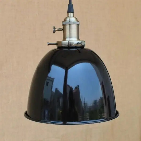 Suspension Industrielle Émaillée Vintage Noire