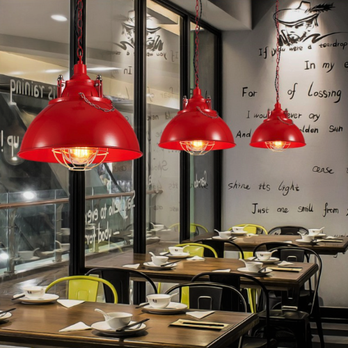 Suspension Industrielle Rouge Déco Indus