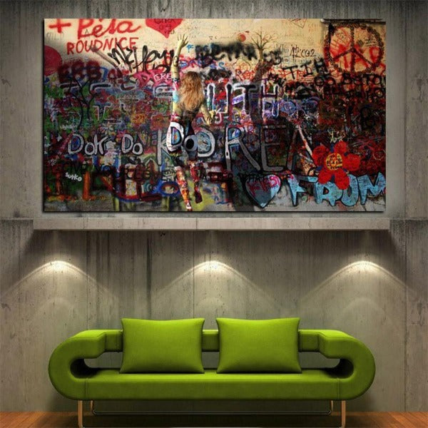 Tableau Industriel Graffiti Vintage Déco Indus