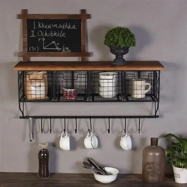 Étagère Murale Industrielle À Vaisselle Déco Indus