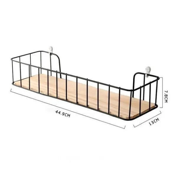 Étagère murale industrielle pour chambre bois massif et métal noir