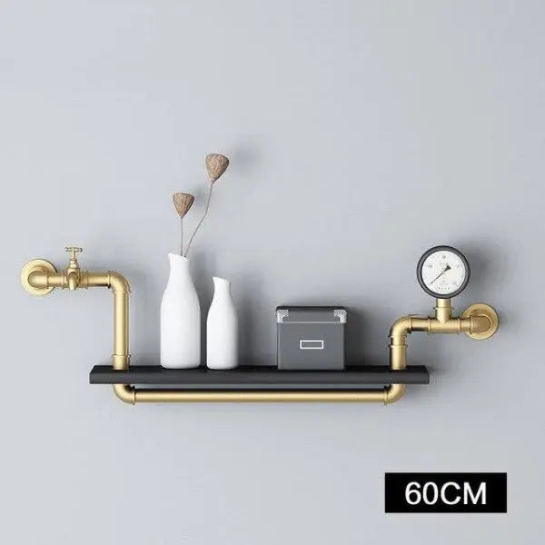 Étagère murale industrielle en métal doré