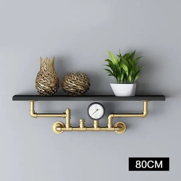 Étagère murale industrielle en métal doré et noire