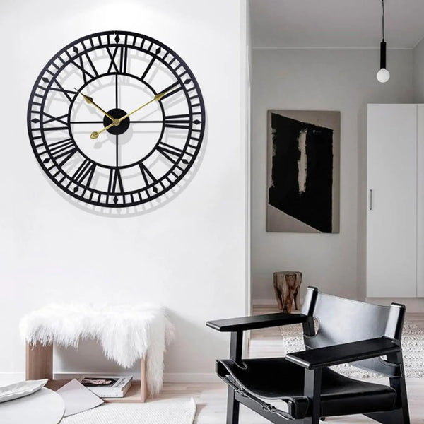Horloge Industrielle Chiffres Romains Déco Indus (vue 3)