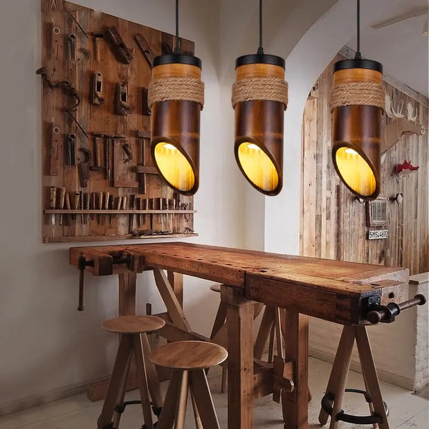 Suspension Industrielle Bambou