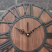 Horloge Industrielle Bois Romain