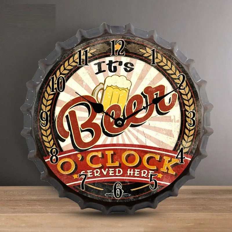 Horloge Industrielle Bière Déco Indus