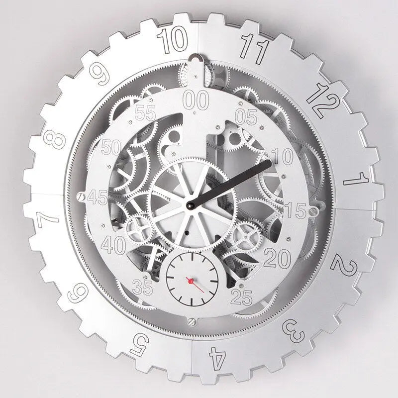 Horloge Industrielle Mécanique Argent Déco Indus