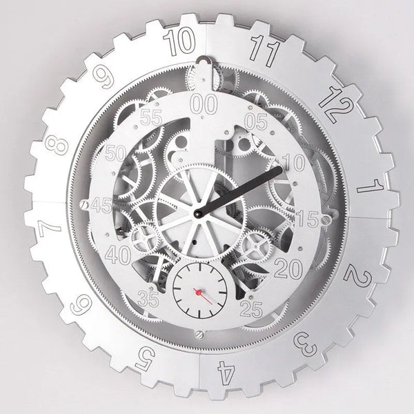 Horloge Industrielle Mécanique Argent Déco Indus (vue 2)