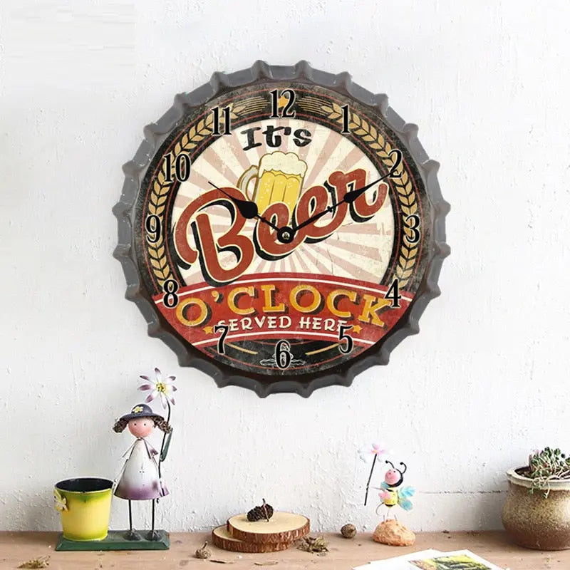 Horloge Industrielle Bière Déco Indus