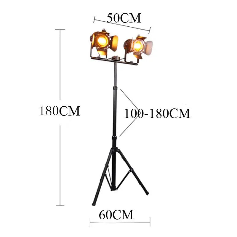 Lampe Industrielle Sur Pied Double Projecteur Déco Indus