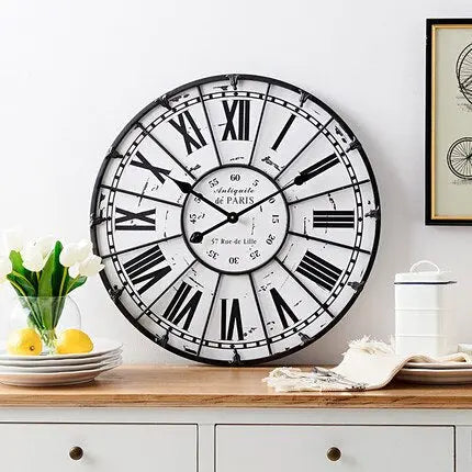 Horloge Industrielle Noire Et Blanche Déco Indus (vue 2)