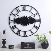 Horloge Industrielle Triple Engrenage Noire