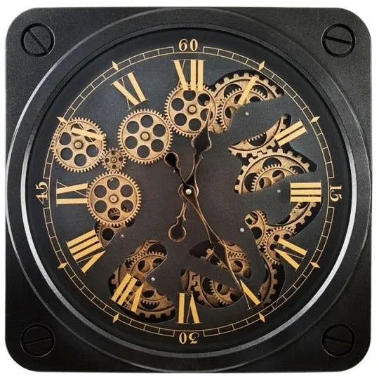 Horloge Rotative à Engrenages 3D - Design Industriel Vintage - Alimentation USB Ou Piles - 17,8x34,3 Cm - Décoration Bureau, Salon, Atelier