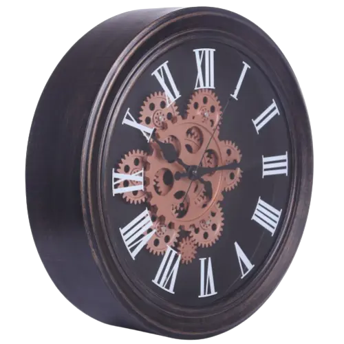 Horloge Industrielle Engrenages Tournants Déco Indus (vue 1)