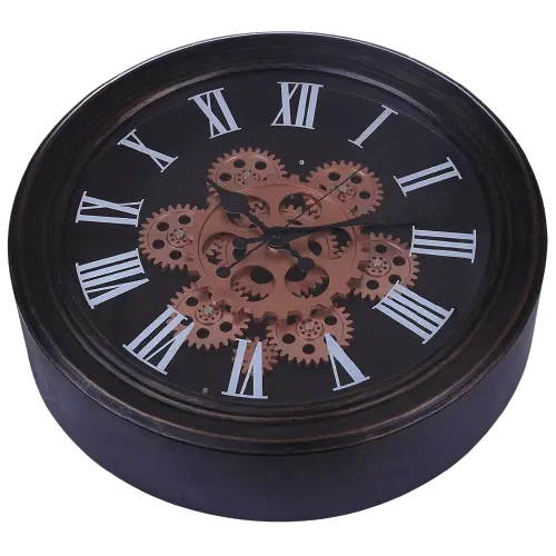 Horloge Industrielle Engrenages Tournants Déco Indus (vue 2)