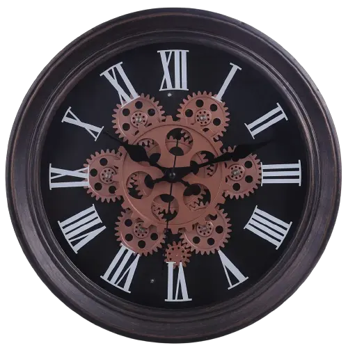 Horloge Industrielle Engrenages Tournants Déco Indus (vue 3)