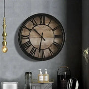 Horloge Industrielle Noire Et Bois