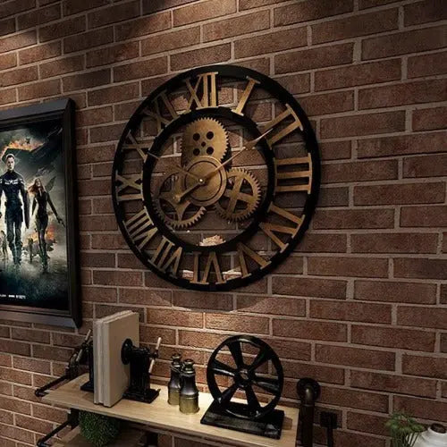 Horloge Industrielle Rouages Déco Indus (vue 3)