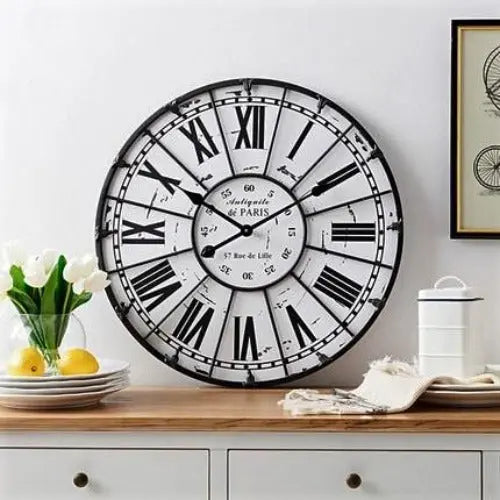 Horloge Industrielle Blanche Déco Indus (vue 1)